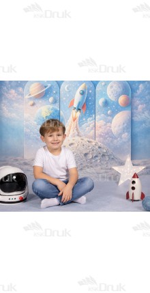 Tło fotograficzne „Pastelowa rakieta wśród gwiazd” | UB_876